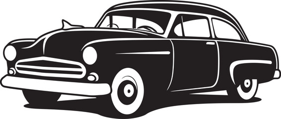 Ink and Chrome Doodle Line Art Car Logo Historical Highway Vintage Car Emblem Vector