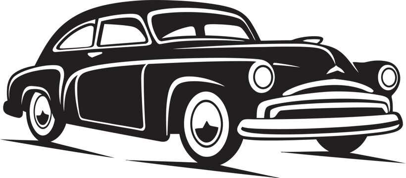 Rolling Reminiscence Vintage Car Doodle Logo Hand Drawn Horsepower Classic Car Doodle Vector
