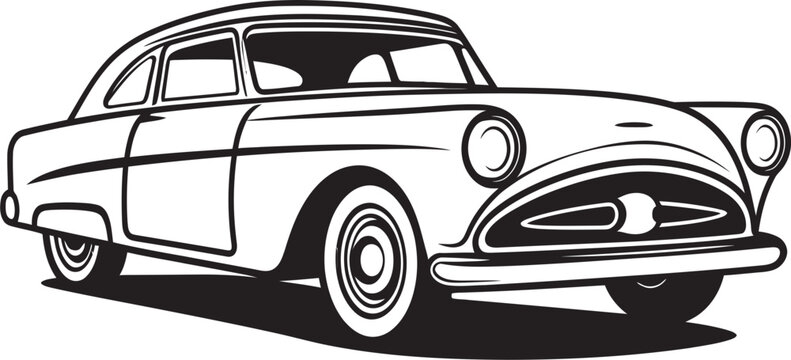 Sketchbook Serenade Retro Car Doodle Vector Classic Canvas Vintage Car Doodle Emblem