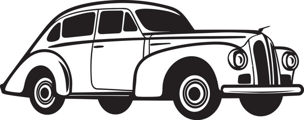 Ink and Ignition Doodle Line Art of Vintage Car Sketchbook Serenade Vector Icon for Retro Car Doodle
