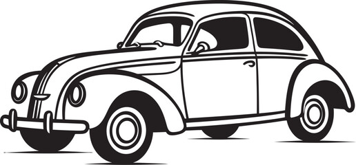 Dapper Drives Emblematic Retro Car Design Old School Opulence Doodle Line Art Car Icon