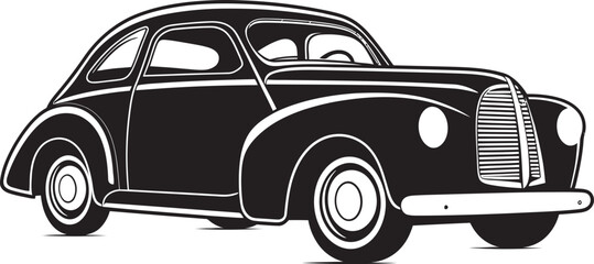 Gentlemans Journey Retro Car Emblematic Element Whimsical Wheels Doodle Line Art Vintage Logo
