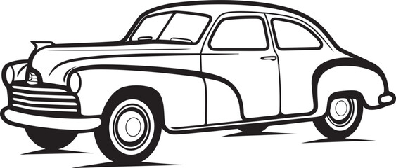 Antique Auto Adornments Vector Logo Design for Doodle Line Art Time Honored Transport Iconic Element of Retro Car