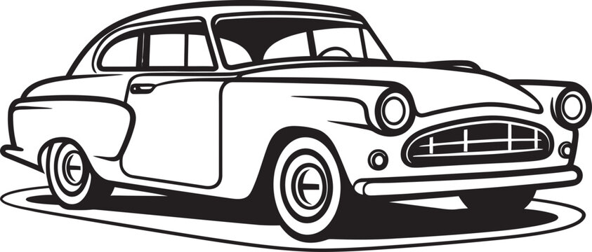 Yesteryears Charm Vector Logo of Vintage Car Doodle Retro Roadtrip Emblematic Element for Doodle Line Art