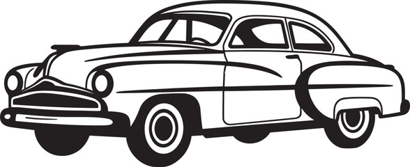 Classic Canvas Emblematic Element of Vintage Car Doodle Antique Auto Adornments Vector Logo of Doodle Line Art