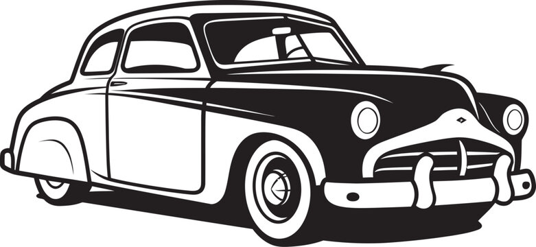 Gentlemans Journey Iconic Vector Element for Classic Car Whimsical Wheels Emblematic Design for Doodle Line Art