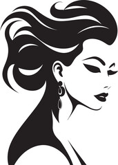 Glowing Glamour Vector Icon of Womans Face for Fashion and Beauty Sculpted Serenity Womans Face Vector Logo for Beauty