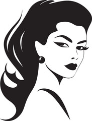 Glowing Glamour Emblematic Design for Womans Face in Fashion Vector Sculpted Serenity Vector Icon of Womans Face for Beauty