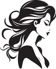Charming Chic Emblematic Fashion and Beauty Logo Ethereal Elegance Vector Icon for Womans Face