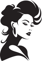 Feminine Flourish Vector Logo for Womans Face Classic Contour Emblematic Beauty Icon Design
