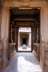 Interior of the Hazararama temple, Hampi, Karnataka, India, Asia