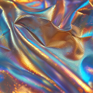 Seamless Texture Pattern | Materials | Dimensional  Surface photography | Close up macro | Background image | Shiny Holographic Texture | Rippled rainbow fabric | disco colorful wrinkles 