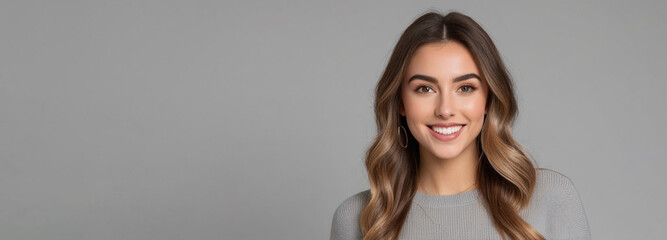 Beautiful good woman nice fashion half body eye contact