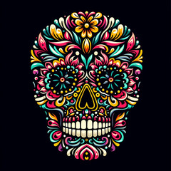 Colorful Water Color Skull with color Splash ,beautiful skull painting