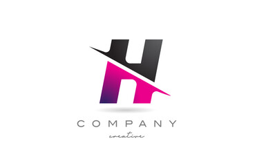 cut H letter logo icon design creative vector illustration. Pink and black template for a company or business