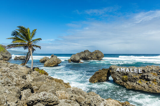 Large boulders on the coast in the Tent Bay area in the parish of Saint Joseph, Bathsheba, Barbados.
