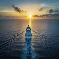 Luxury cruise ship in ocean - obrazy, fototapety, plakaty