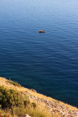 Beautiful view of Biokovo mountain and Adriatic Sea in Brela, Croatia.