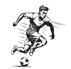 Football player sketch hand drawn Vector illustration Sports