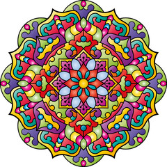 Mandala. Ethnic round ornament. Element for a coloring book cover. Vector illustration.