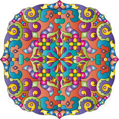 Mandala. Ethnic round ornament. Element for a coloring book cover. Vector illustration.