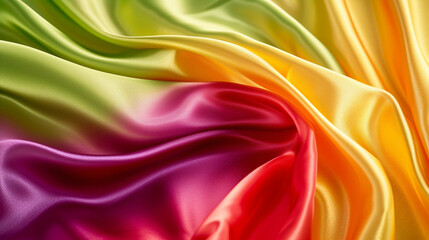 Obraz premium Yellow-green and red-purple silk background 