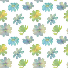 seamless botanical pattern, drawn flowers, watercolor illustration, abstract background design