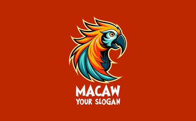 Fototapeta premium Cute macaw mascot logo design, Cute Macaw Mascot Logo Design, Vibrant Logo Template for Branding