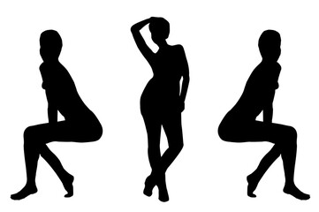 woman body expression position fashion silhouette illustration image vector mockup image