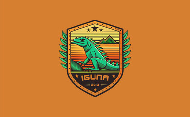 Vintage Iguana Logo Template Classic Reptile Design for Timeless Branding
