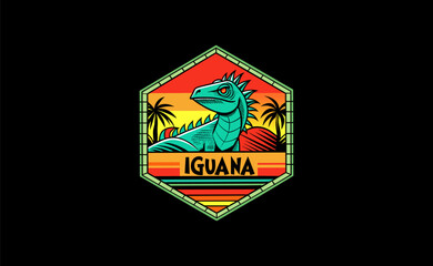 vintage Iguana Logo Template, Retro Reptile Design for Branding & Identity, Chameleon logo