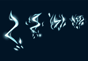 Animation of lightning and electric sparks. Vector illustration