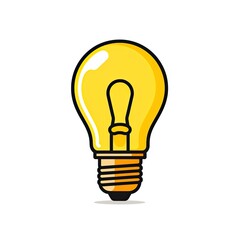 A colorful icon of a yellow light bulb with a distinct black outline.