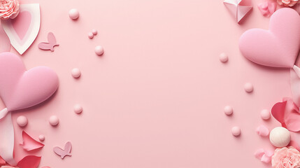 pink heart with pink love background. love abstract banner