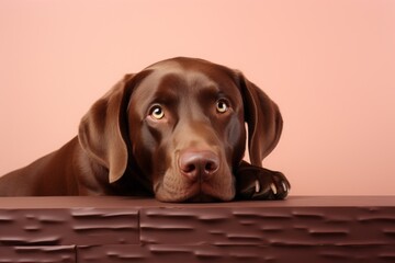 chocolate Labrador retriever, portrait of a pet. adult dog.