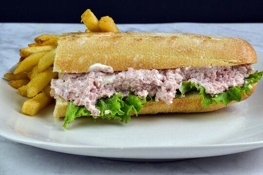 spam salad  sub with a side pof fries