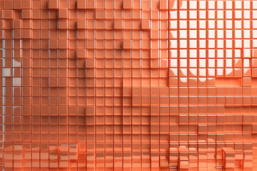 Mosaic cubic background. Wall decoration in rose gold and velvety peach tones.