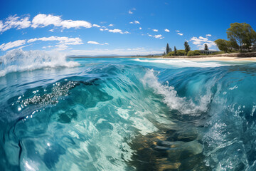 Surf wave in the ocean, South Island, New Zealand.