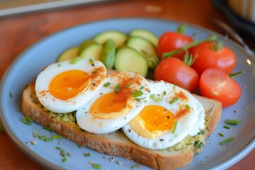 post workout colorful toast snacks flatlay breakfast