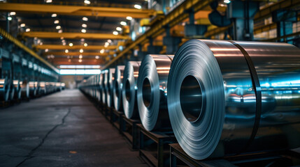Metal Matrix: Rolls of Galvanized Sheet Steel in Factory
