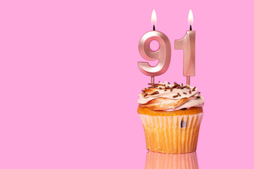 Birthday Cake With Candle Number 91