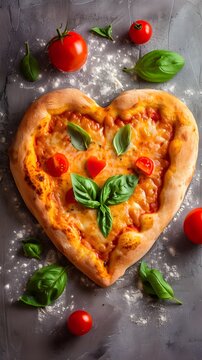 extra cheese pizza in a shape of a heart