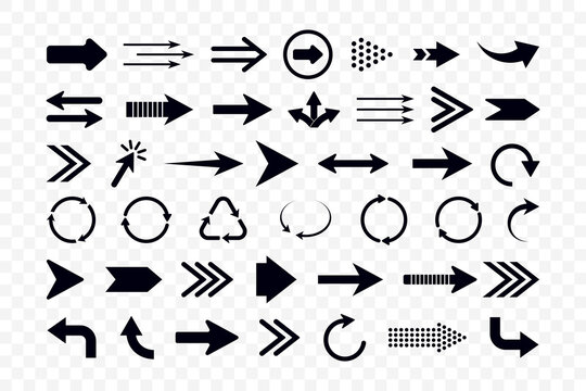 Vector illustration of arrow symbol collection. Direction concept, cursor.
