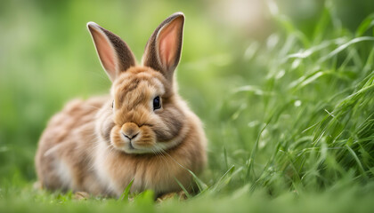 Cute brown rabbit in the grass