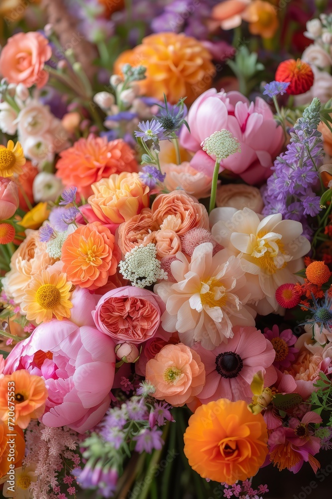 Poster A collection of various flowers arranged in a vase, adding color and vibrancy to any room.