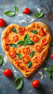 extra cheese pizza in a shape of a heart