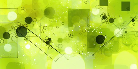 Chartreuse abstract core background with dots, rhombuses, and circles