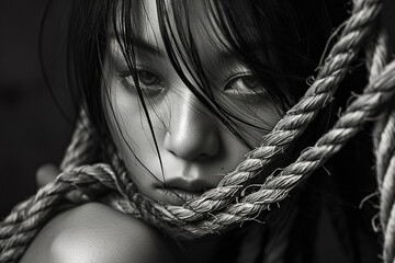 Female in Shibari Rope Tie - Powered by Adobe