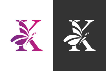 illustration butterfly logo design with letter k concept