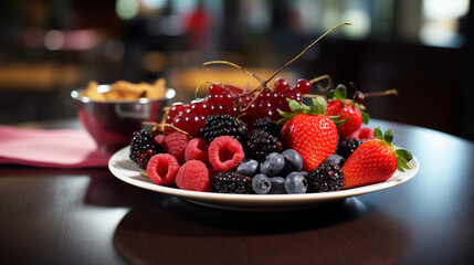 raspberry and blackberry and strawberries on a plate